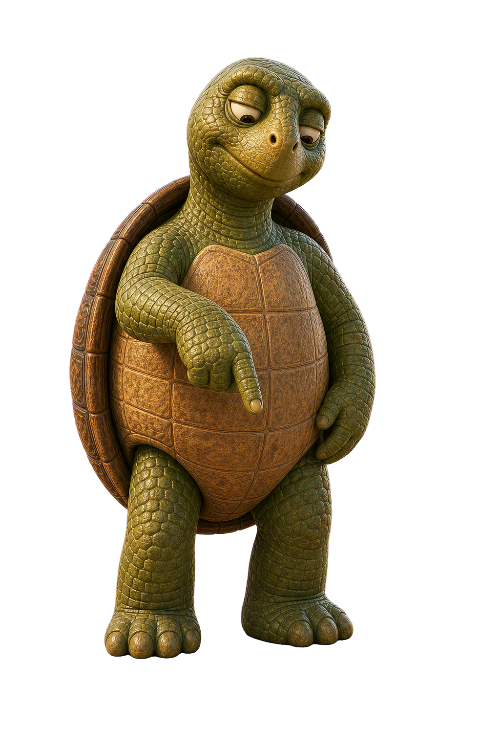 Tortoise stands behind the multiple therapies card and points to the text.