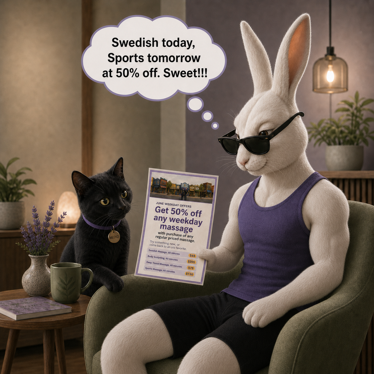 Rabbit and Meeko consider weekday featured specials