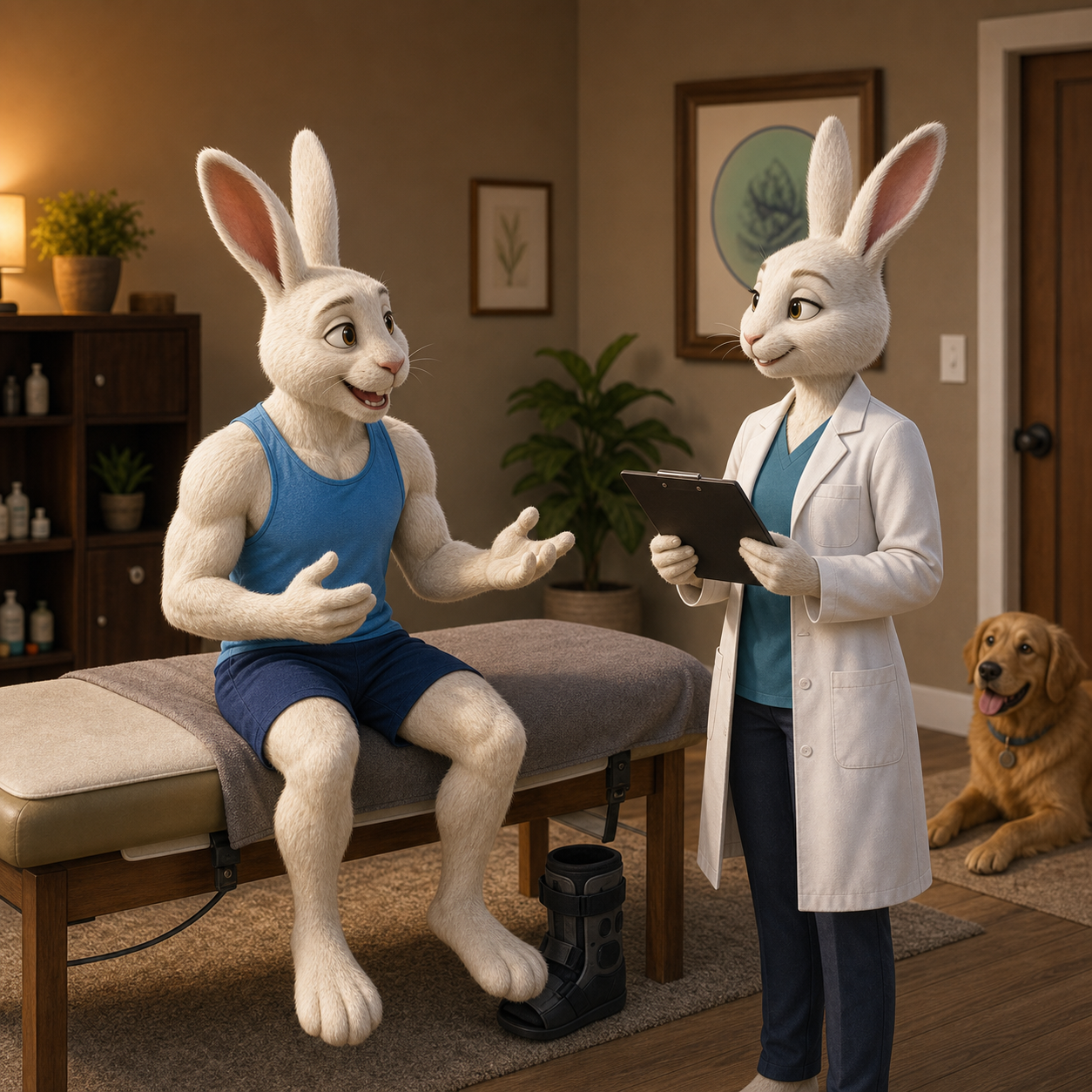 Rabbit follows up with Clarice while Oscar rests in the background